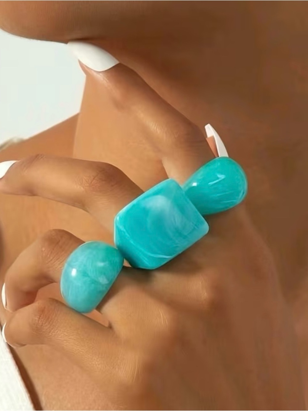 Chic Style Resin Chunky Ring(3pcs)